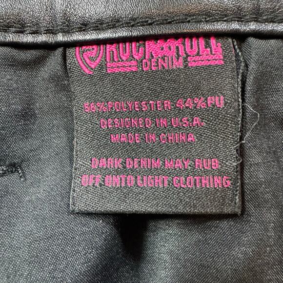 Rock & Roll Denim Chain Fringe Black Mini Skirt Size 28 High Rise Bold and Styl - Picture 10 of 10